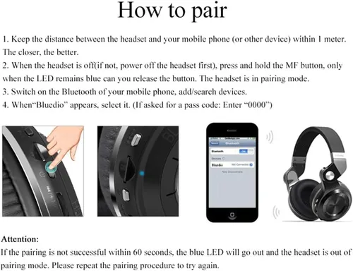 Vista 5 de Bluedio audífonos Bluetooth inalámbricos T2 Plus con micrófono, ranura para tarjeta SD y radio FM, color negro