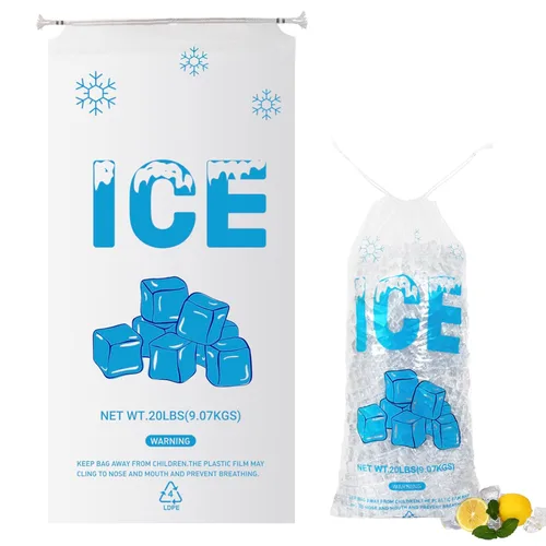 Vista 11 de 200 UNIDADES Bolsas de Hielo de Plástico con Cordón de 3 lb. 9 x 15.5 Pulgadas Bolsas de Hielo de Plástico Resistentes con Cordón de Plástico