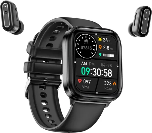 Vista 9 de Tuanzi X8S Reloj inteligente 2 en 1 con audífonos, TWS, Bluetooth, monitor de salud, reloj deportivo, rastreador de actividad (X8S-negro)