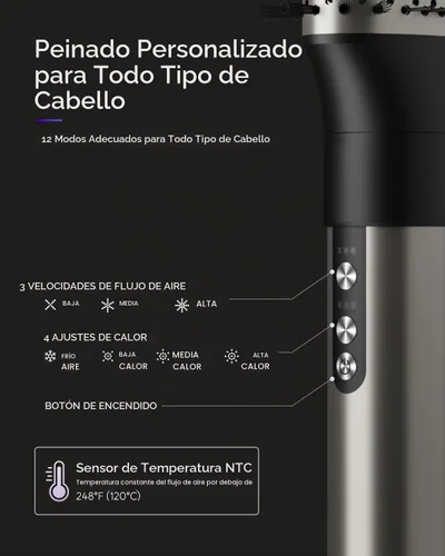 Vista 8 de 7MAGIC 6 en 1 Multi Hair Styler & Cepillo Secador de Pelo de Alta Velocidad Plateado