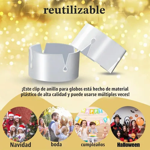 Vista 4 de 100 clips de anillo para soporte de globos, columnas, arcos, torre, lazos de plástico para arco, suministros de fiesta, pequeñas herramientas