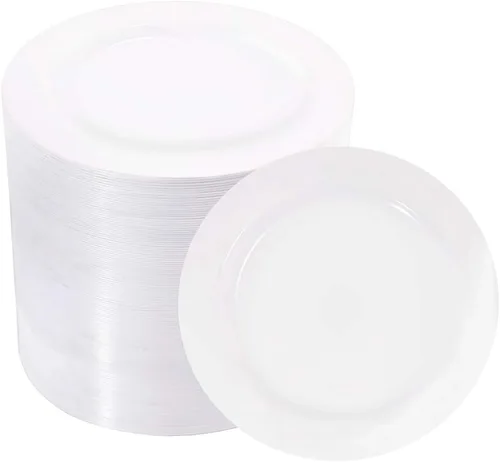 Vista 15 de bUCLA 30 platos de plástico transparente desechables, platos de plástico transparente resistentes de 10.25 pulgadas para fiestas y bodas