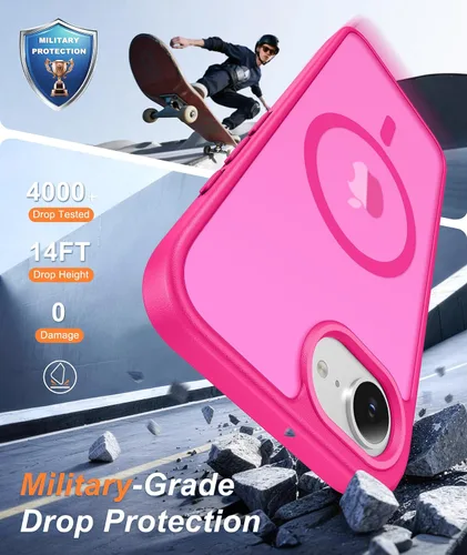 Vista 180 de FNTCASE Funda para iPhone 17 Pro: Fundas delgadas translúcidas de color azul claro compatibles con MagSafe, protección completa de la cámara