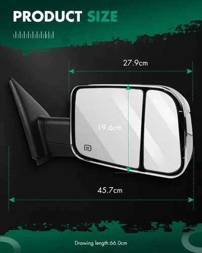 Vista 3 de SCITOO Espejos de remolque compatibles con Dodge 2009-2017 para Ram 1500 2010-2017 para Ram 2500 3500 con luz de charco de señal de giro calentada