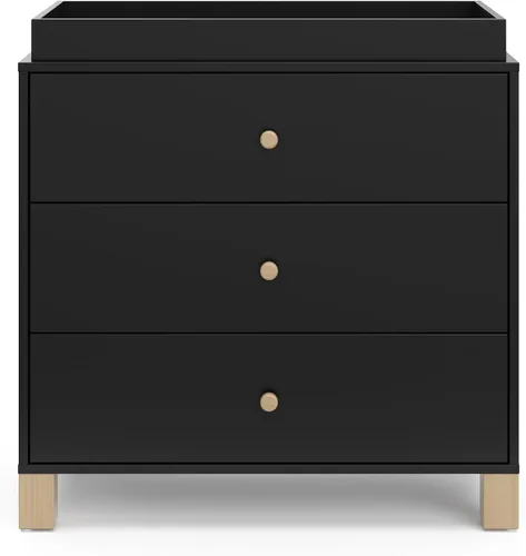 Vista 14 de Storkcraft California - Cómoda de 3 cajones con cambiador, color negro/madera flotante
