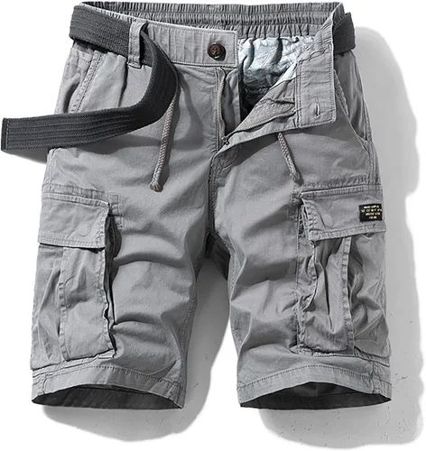 Vista 3 de Pantalones cortos cargo para hombre, talla 29, cintura 29, pantalones cortos de camuflaje para hombre, pantalones cortos de verano 2023 con hebilla