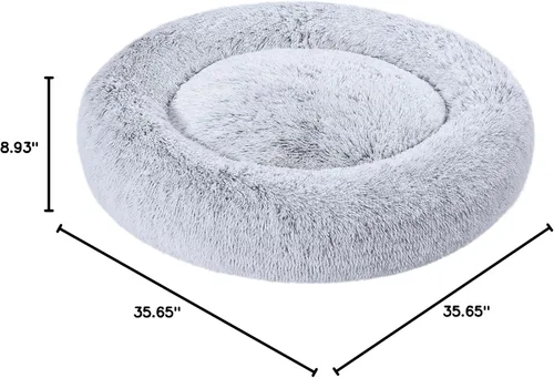 Vista 7 de Amazon Basics Donut Pet Bolster - Cama de pelo sintético para perro, gris, 36" x 36