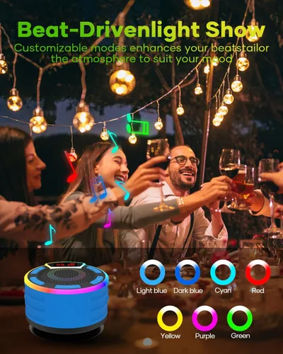 Vista 4 de ssuowao - Altavoz de ducha Bluetooth IPX7 impermeable con pantalla LED, radio FM, ventosa, micrófono integrado, mini altavoz para baño, viajes