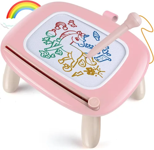 Vista 9 de Smasiagon - Pizarra de dibujo magnética para niños, juguetes para niñas de 1 a 2 años, pizarra de garabatos portátil para aprender y juguetes