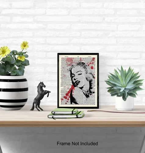 Vista 3 de Banksy Marilyn Monroe - Decoración de pared de diccionario reciclado, regalo y decoración de habitación para fanáticos del cine de Hollywood, cine