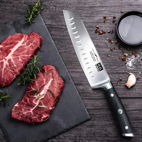 Vista 5 de Chef Knife, Santoku Knife,SHANZU Santoku Chef Knife 7 Inch High Carbon German Steel Chef Kitchen Knife with Gift Box