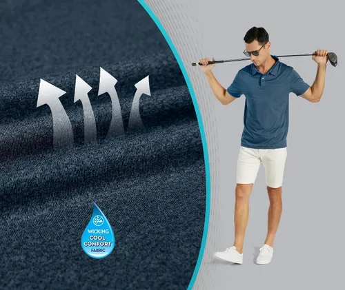Vista 43 de V VALANCH Polo de golf de manga corta para hombre, estilo casual, con cuello que absorbe la humedad