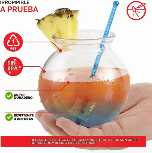 Vista 3 de Cuencos pequeños redondos de plástico para fiestas (paquete de 12) mini tazón transparente de 16 onzas, vasos inastillables para bebidas, centros