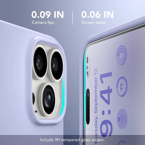 Vista 5 de GONEZ Funda de silicona para iPhone 14 Pro Max, compatible con MagSafe, con protector de pantalla + protector de lente de cámara, silicona líquida a