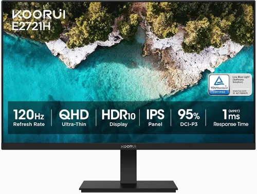 Vista 17 de KOORUI Monitor para juegos de 24.5 pulgadas, pantalla IPS FHD de 200 Hz 1080p, 1 ms (GG), HDR400, 90% DCI-P3, sincronización adaptativa, HDMI 2.0