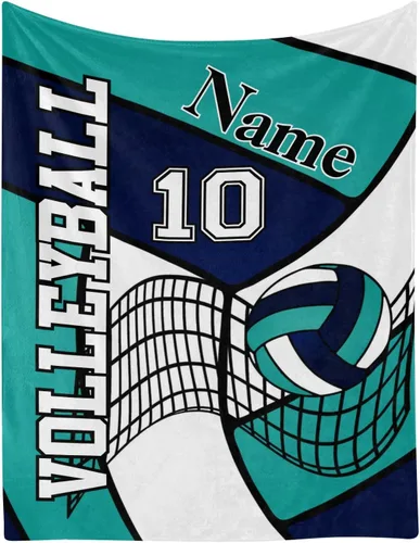 Vista 6 de Manta de bebé personalizada de voleibol deportivo con nombre, manta de forro polar suave para niñas y niños, recién nacidos, regalo de cumpleaños