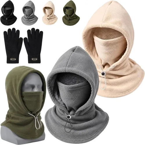 Vista 10 de Gorro de franela de una pieza con cordón Gris negro