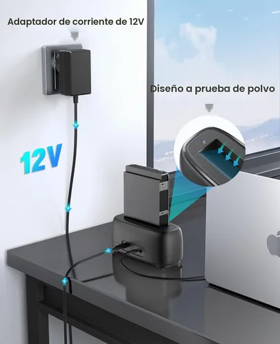 Vista 5 de ORICO Estación de acoplamiento de disco duro para USB C 2.5"/3.5" SSD HDD SATA I II III Base de disco duro externo 22TB 2 en 1 Tipo C a USB A Cable