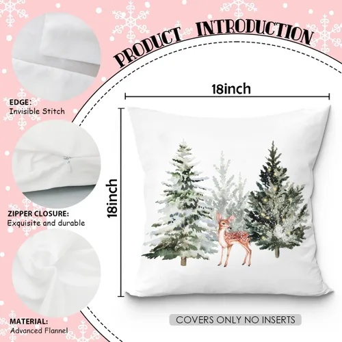 Vista 6 de Fundas de almohada de ciervo de Navidad de 18 x 18 pulgadas, decoración de árbol de Navidad