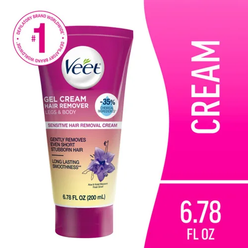 Vista 2 de Veet Crema Gel Depilación, Fórmula para Piel Sensible 6.76 fl oz (6.8 fl oz)