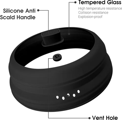 Vista 6 de Cubierta de vidrio contra salpicaduras para microondas, tapa plegable para protección de salpicaduras de alimentos, con mango de silicona para tazón