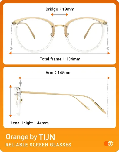Vista 6 de Gafas TIJN de óptica con montura redonda de metal, estilo vintage, bloquean la luz azul, gafas sin prescripción con montura para mujer