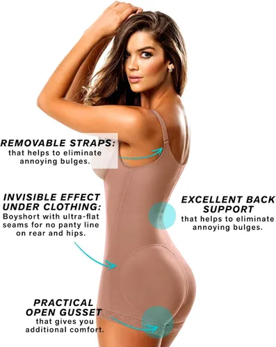 Vista 4 de Leonisa Modelador de cuerpo con control de abdomen para mujer - Body moldeador de compresión