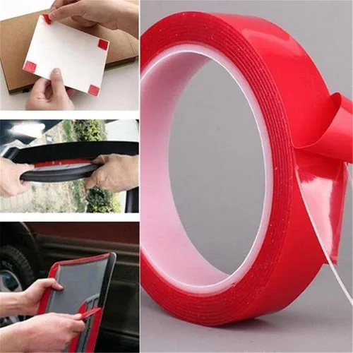 Vista 2 de Cinta de doble cara resistente, (total de 10 pies), adhesivo transparente, impermeable, extraíble, cinta de montaje de doble cara para arreglar