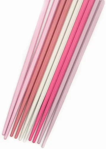 Vista 4 de 5 pares de palillos reutilizables de fibra de vidrio, antideslizantes, juego de 5 pares (rosa)