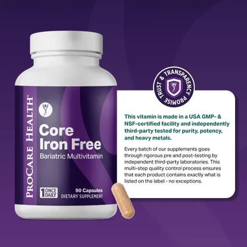 Vista 7 de Procare Health Multivitamínico bariátrico sin hierro (30 cápsulas vegetales de disolución rápida) – Vitaminas bariátricas para manga gástrica