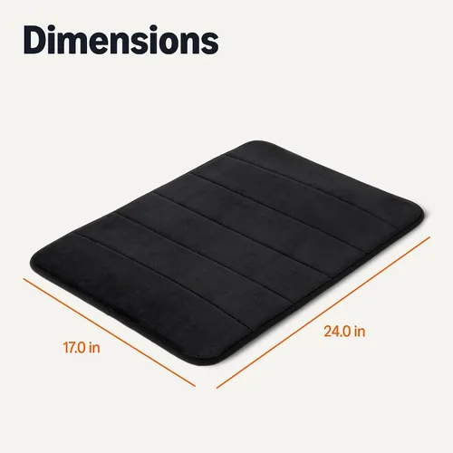 Vista 2 de Amazon Basics Tapete de baño de espuma viscoelástica absorbente y de secado rápido, 17 x 24 pulgadas, color negro
