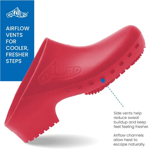 Vista 3 de CALZURO Zuecos de Trabajo Clásicos Sin Agujeros - Zuecos de Enfermería Unisex - Zapatos Antideslizantes - Zapatos de Cocina de Goma Autoclavables