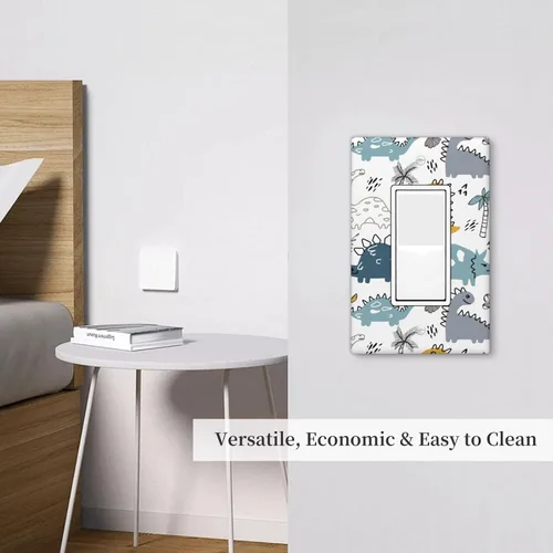 Vista 6 de Cubierta decorativa para interruptor de luz de dinosaurio, placa de pared para dormitorio, habitación de niño, decoración del hogar Lindo dinosaurio.