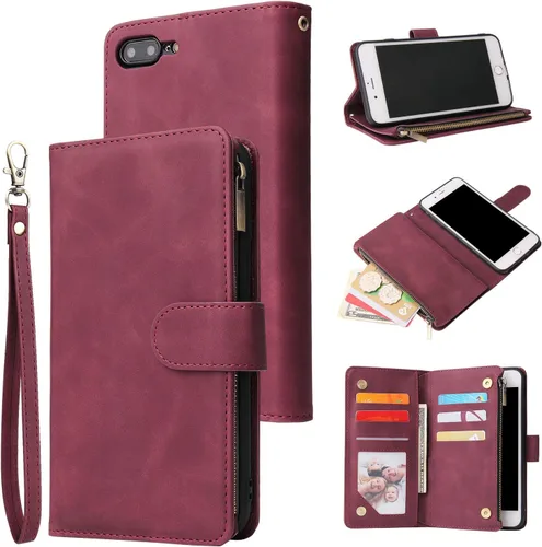Vista 22 de UEEBAI - Cartera clásica de cuero sintético con cierre magnético, funda de iPhone con cierre