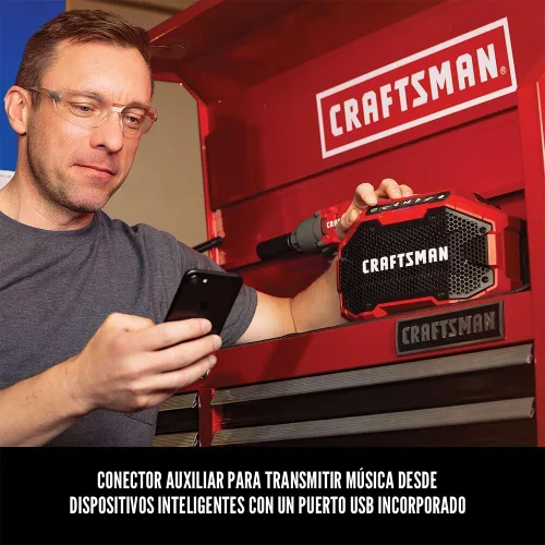 Vista 6 de CRAFTSMAN V20 Altavoz Bluetooth Portátil Inalámbrico, Solo Herramienta (CMCR001B), Rojo