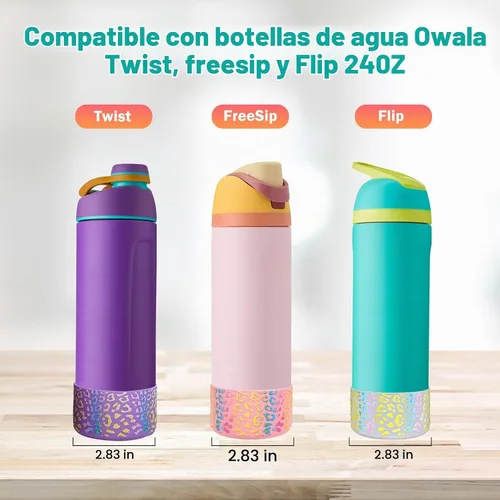Vista 2 de WK IEASON 2 fundas de silicona para botella de agua Owala, base protectora para botella de agua Owala FreeSip Twist y Flip Flask accesorios