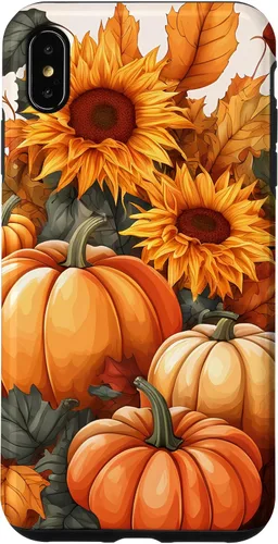 Vista 11 de iPhone 16 Nice Art Of Fall Pumpkins, Sunflowers, And Autumn Leaves Case
