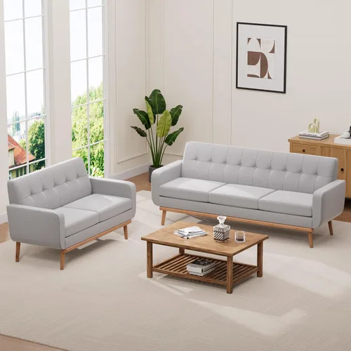 Vista 12 de HUIMO - Juego de muebles para sala de estar con botones, juego de muebles tapizados con botones para sala de estar, sofá moderno tapizado con marco