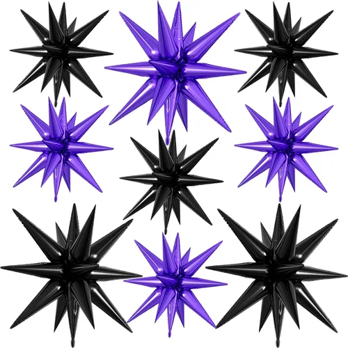 Vista 17 de 9 piezas de globos de estrella beige, grandes globos de papel de aluminio en forma de estrella en explosión, globos de Mylar en punta color crema