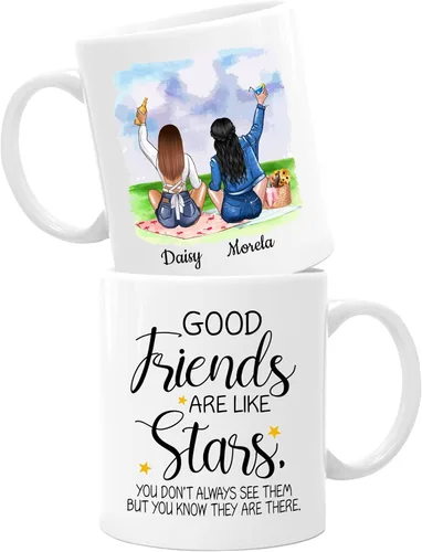 Vista 20 de Taza de café personalizada de la amistad para mejor amiga, regalo de taza del día de Galentine, regalo de taza de Navidad, taza de café