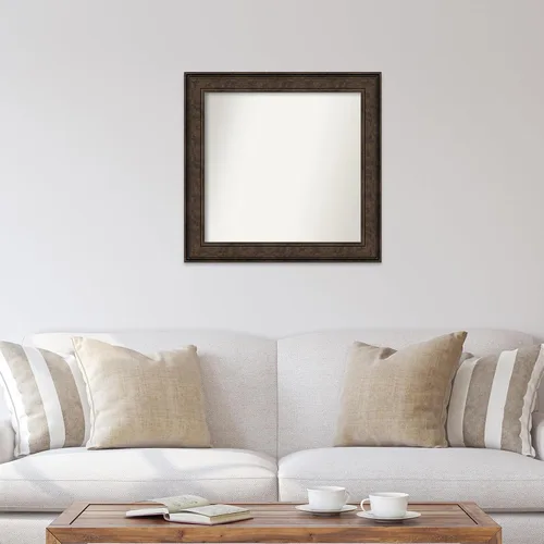 Vista 981 de Amanti Art Espejo de pared personalizado no biselado (25 x 25 pulgadas), marco de bronce acentuado, varios tamaños personalizados, espejo de baño