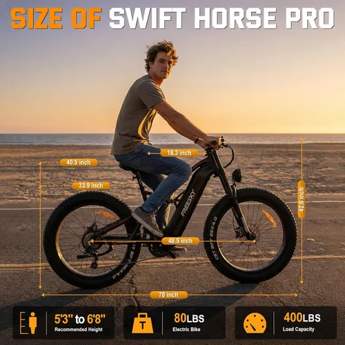 Vista 6 de FREESKY 3500W BAFANG Motor Electric Bike for Adults, 48V 30Ah Samsung Cells Battery Ebike 120 Miles, 38+MPH, 26" Fat Tire Dirt All-Terrain Mountain
