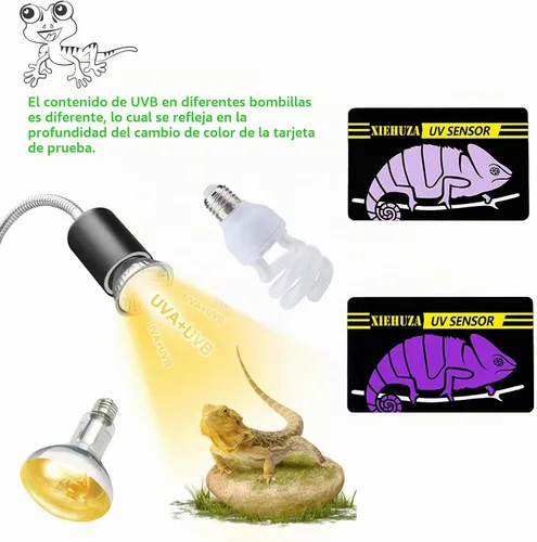 Vista 5 de Paquete de 5 tarjetas de sensor de prueba UVB rápido, reutilizables, probador UVB para reptiles