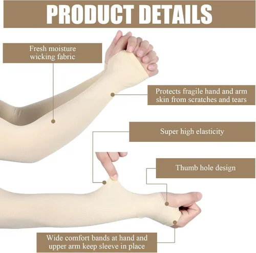 Vista 6 de Eurzom 8 pares de fundas protectoras de piel para ancianos, manga fina para el brazo, moretones contra abrasiones, desgarros, exposición al sol