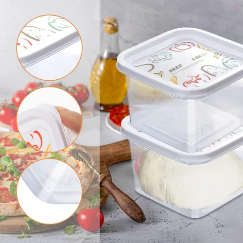 Vista 4 de Vodolo Caja a prueba de masa de pizza con tapas de sellado, juego de 6 recipientes para masa de pizza con tapas