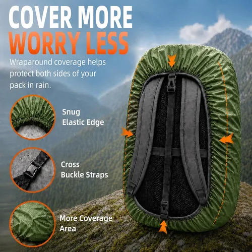 Vista 4 de Frelaxy - Funda impermeable para mochila, nivel de impermeabilidad de 10000 mm, estructura multicapa ultrarresistente mejorada, correa con hebilla