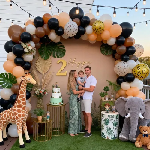 Vista 7 de Globos con estampado de guepardo para decoraciones de cumpleaños, 30 cm, globos de látex con estampado de leopardo en colores negro, marrón