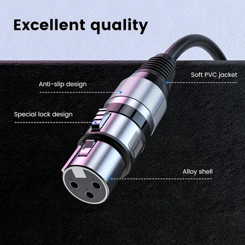 Vista 6 de MOSWAG Cables XLR a XLR, cable de micrófono XLR de 3.28 pies/1 M, cable de micrófono de 3 pines, cable XLR blindado equilibrado para cable