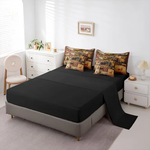 Vista 107 de Feelyou Juego de edredón de ciervo con sábanas – Tamaño Queen 7 piezas Juego de ropa de cama infantil de caza rústica – Cama de ciervo de cabaña