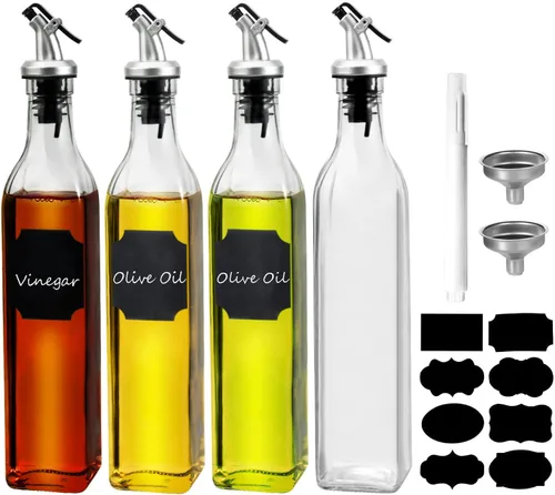 Vista 3 de WERTIOO Paquete de 4 botellas dispensadoras de aceite de 17 onzas+18 botellas de salsa picante de 8.5 onzas